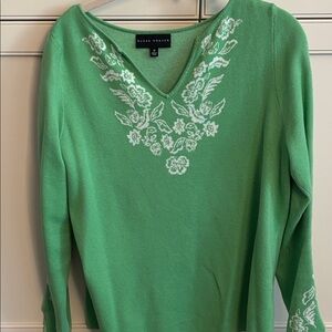 Susan Graver Mint Green Embroidered Top